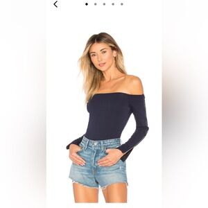 by the way. navy blue zipper off the shoulder bodysuit size xxs